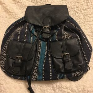🐚 Boho blue tribal drawstring backpack 🐚